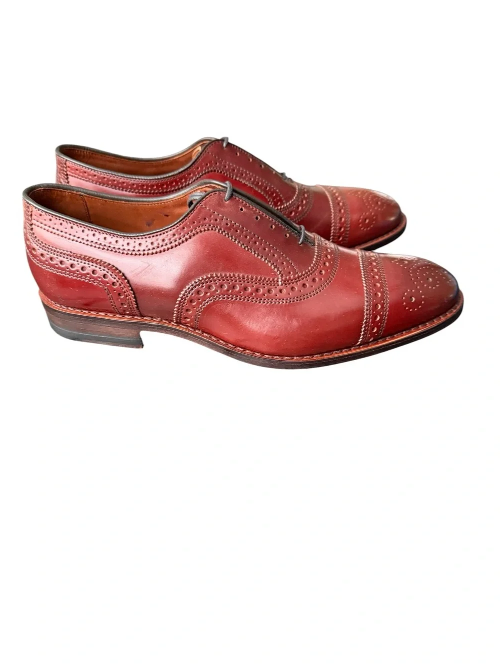 Allen Edmonds Strand Oxblood Leather Oxford Brogue Dress Wingtip Men’s Size 9.5